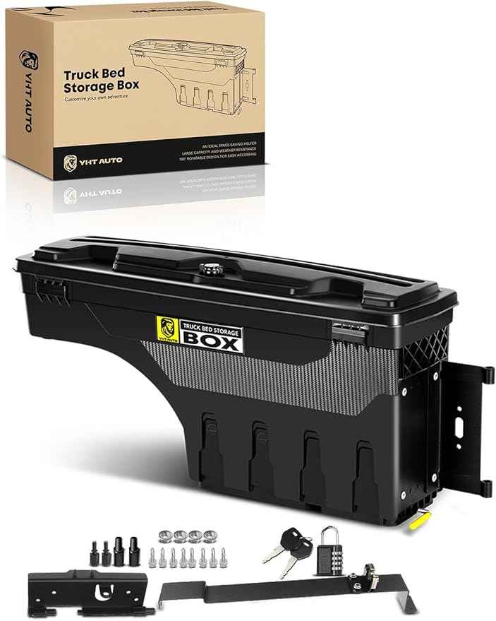 YHTAUTO Truck Bed Storage Tool Box Lockable Compatible with 2004-2012 Chevrolet Colorado & GMC Canyon, Passenger Side, Swing Waterproof Wheel Well Toolbox