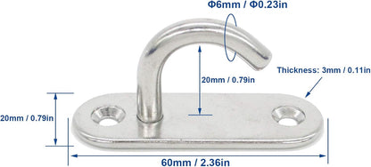 Stainless Steel Ceiling Hooks & Wall Hangers - Heavy Duty M6 Screw Mount, Rust-Proof Anchor Straps for Garage, Outdoor, Storage (4-Pack)