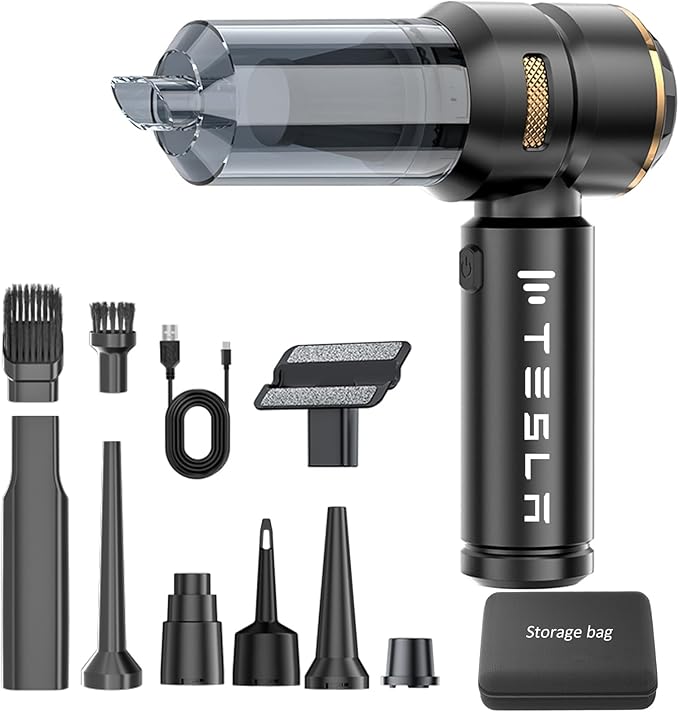 Car Vacuum Cleaner for Tesla Model 3 Y X S, Cleaning Kit with Storage Bag, 15000PA Powerful Cordless Portable Car Vacuum, Multipurpose Tesla Model 3 Y S X Accessories 2025-2018