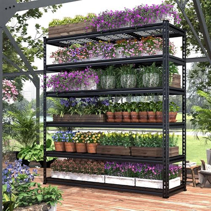 6 Tier Adjustable Heavy Duty Metal Shelving for Garage Warehouse