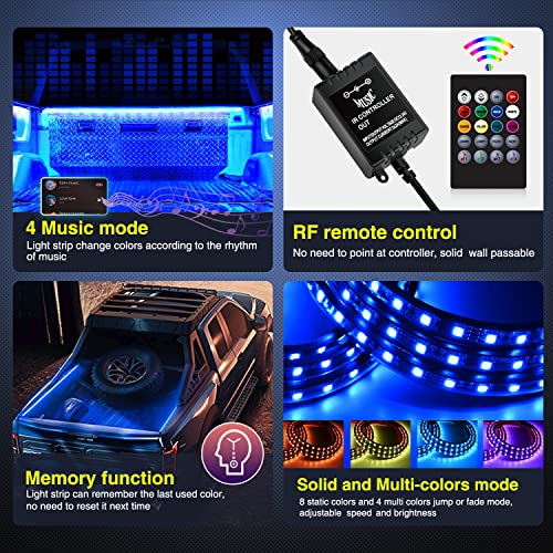 3PCS 60 Inch RGB Truck Bed Light Strip 270 LED Neon Accent LED