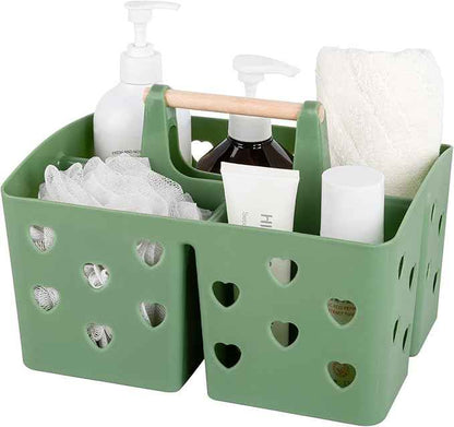 Anyoifax Portable Shower Caddy Plastic Shower Basket Organizer Divided Bathroom Caddy Storage Cleanning Caddy Tote with Handle for College, Dorm Room, Kitchen, Green