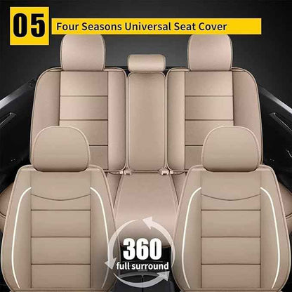 YORKNEIC Fit for Buick Envision Seat Covers 5 Seats 2016-2024 2025 - Leather Car Seat Covers Full Set (2 Row 5 Seats, Beige)