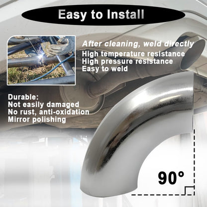 OD 1.25 Inch 90 Degree Stainless Steel Bend Tube Exhaust Elbow Pipe for Car Modified Exhaust System 1.25" Piping Silver Tone，Stair Handrail (1PCS)