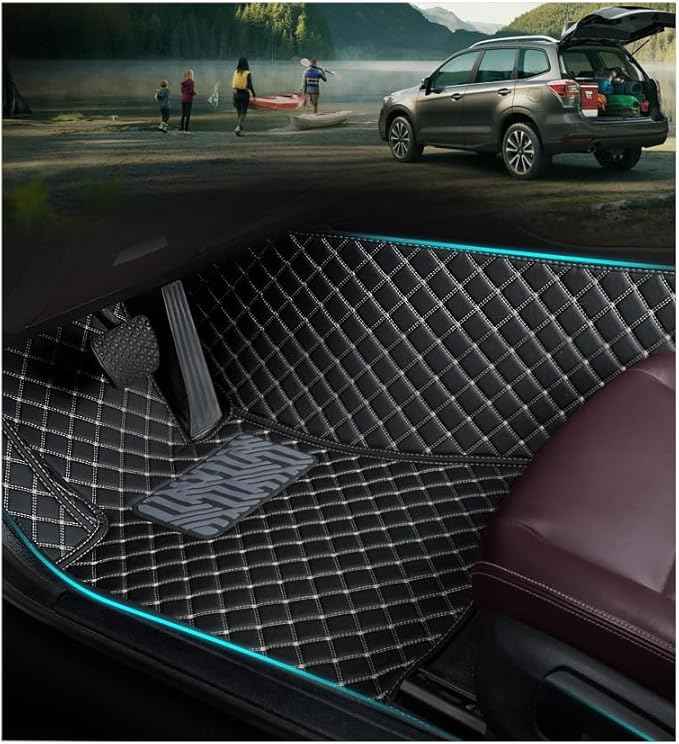 Car Floor Mat Fit 99% Sedans Sports Cars Luxury Custom Car Mats for SUV Women Leather Automotive Floor Mats All Weather Car Mats Diamond Floor Mats for Trucks (3D Luxury beige2 + black2)