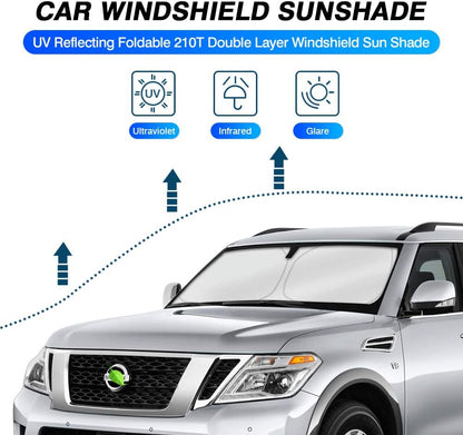 KUST Windshield Sun Shade for 2017-2024 Nissan Armada Accessories Custom Fit Sunshade Window Sun Visor Protector Foldable Blocks UV Rays Keep Your Car Cooler