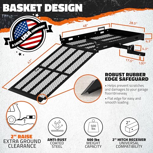 Folding Trailer Hitch Cargo Carrier with Ramp for Wheelchair