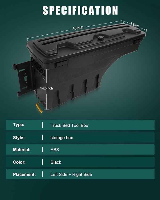SCITOO Truck Bed Tool Box for Chevy Silverado for GMC Sierra 1500 2500 3500 1999-2007 Left & Right Side,Multi-Compartment Dividers Organized Storage,Heavy Duty & No-Drill Installation