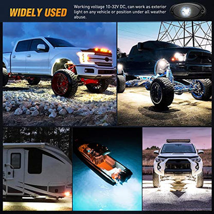4PCS White LED Rock Lights Underglow Wheel Well Pods (4 Count)