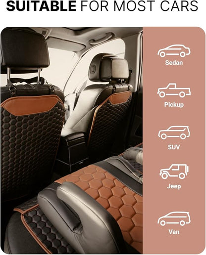 Owleys Kick Mat Back Seat Protector - Car Back Seat Cover for Kids Feet - Waterproof & Sturdy Protector for Upholstery from Dirt, Mud, Scratches and Stain (Hexy)