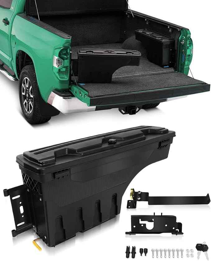 SCITOO Truck Bed Tool Box for Dodge Ram 1500 2019-2021 Left Driver Side,Multi-Compartment Dividers Organized Storage,Heavy Duty & No-Drill Installation
