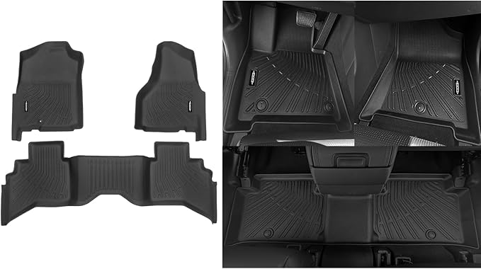 Custom Fit Floor Mats for Dodge Ram 1500 2002-2008 Crew Cab (Quad Cab) Ram 2500/3500 2003-2009, All Weather TPE Floor Liners, Odorless Full Set Interior Accessories