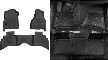Custom Fit Floor Mats for Dodge Ram 1500 2002-2008 Crew Cab (Quad Cab) Ram 2500/3500 2003-2009, All Weather TPE Floor Liners, Odorless Full Set Interior Accessories