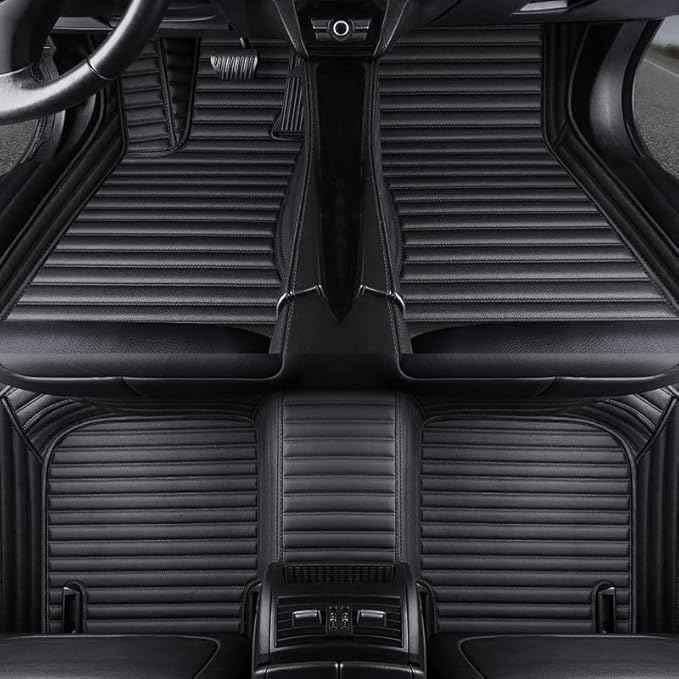 Custom Making Car Floor Mats Compatible with Audi BMW Mercedes-Benz Toyota Lexus Honda Infiniti Nissan Hyundai Kia All Models 2005-2026 (Striped Black)