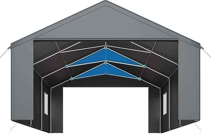 Polar Aurora 20x20 FT Heavy Duty Carport with All-Season Tarp, Portable Garage Tent with Roll-Up Windows & Side-Opening Door, Enclosed Car Port Canopy with Galvanized Frame for Car, SUV, Truck, Boat