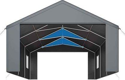 Polar Aurora 20x20 FT Heavy Duty Carport with All-Season Tarp, Portable Garage Tent with Roll-Up Windows & Side-Opening Door, Enclosed Car Port Canopy with Galvanized Frame for Car, SUV, Truck, Boat