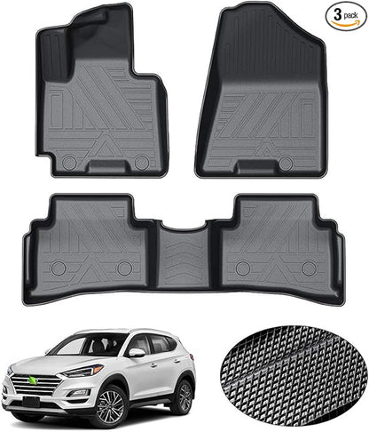 KUST Floor Mats for Hyundai Tucson 2016-2021, All Weather Floor Liners for Tucson Accessories Car Mats Front Rear Set TPE Rubber Raised Edge