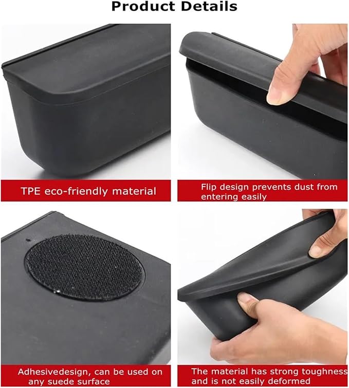 Adhesive Glasses Box Suitable Compatible for Tesla Model Y Model 3 Storage Box Multifunctional Car Sunglasses Box 2023 Accessories (Color : No Cap 2PCS)
