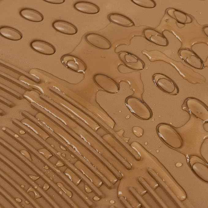 BDK Beige Heavy Duty Front & Rear Rubber Floor Mats Universal Liners for Car SUV Van & Truck, All Weather Protection with Anti-Slip Nibs, Fit Contours of Most Vehicles