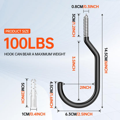 16-Pack Heavy Duty Bike Hook, Loading Capacity 100 LBS, 6 inch, Bike Hooks for Garage Wall and Garage Ceiling