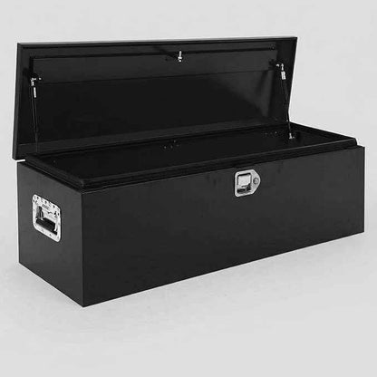 Heavy Duty Steel Metal Tool Box 30" for Truck Bed, Locking Plate Crossbed Storage Chest with Gas-Strut Assisted Lid, Weather-Resistant Truck Bed Tool Box for Pickup, Trailer, RV