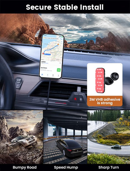 for Magsafe Car Mount Charger 15W LED RGB Car Phone Holder for Dash Vent
