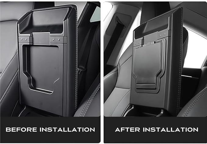 GGCLIMAX Car Organizer Compatible with Tesla Model Y Launch 2025 and Model 3 Highland 2024 Armrest Hidden Storage Box Magnetic and Slide Types ABS Interior Organizer(Magnetic Box)