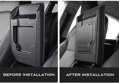 GGCLIMAX Car Organizer Compatible with Tesla Model Y Launch 2025 and Model 3 Highland 2024 Armrest Hidden Storage Box Magnetic and Slide Types ABS Interior Organizer(Magnetic Box)