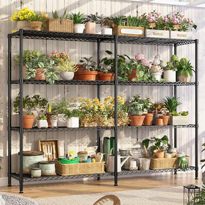 61.7''W Storage Shelves Load 1220LBS Wire Shelving Unit 4 Tier Metal Shelving for Storage Rack Shelves Heavy Duty Garage Shelf Pantry Shelves Kitchen Shelving (4 Count)