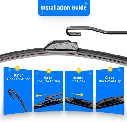 Windshield Wiper Blade Set Replacement for 2016-2022 Honda Pilot and Rear Windshield Wiper Blade-26"/24"/14" (Set of 3) U/J HOOK