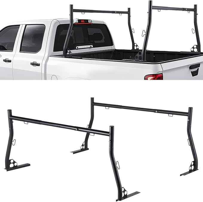VEVOR Truck Ladder Rack, 49-73 in Width, Extendable Universal Cargo Rack, Heavy Duty Steel with 800 lbs Static Load Capacity, Ideal for Canoes, Surfboards, Ladders, Lumber, Tents, and Large Cargo