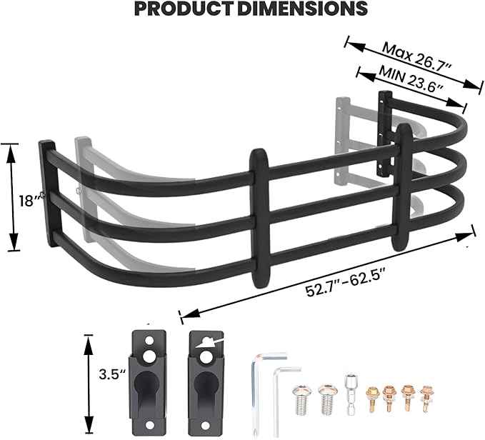 Truck Bed Extender,Aluminum Bilateral Retractable Tailgate Extender,52"-62.6"|23"–26.7"|H18,Fits for Ford F150,Titan,ToyotaTundra,ChevySilverado,GMC Sierra,Ram 1500/2500/3500,with Pair of Brackets