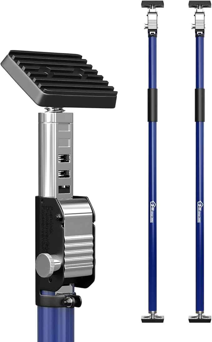 3-H Truck Cargo Bar, 43"-77" Adjustable Support Pole All Metal,Cabinet Jack,Truck Bed Divider with Self-Locking Spring Ratchet - Load Lock Bar for Vans, SUVs & Trucks,Dark Blue,2pc