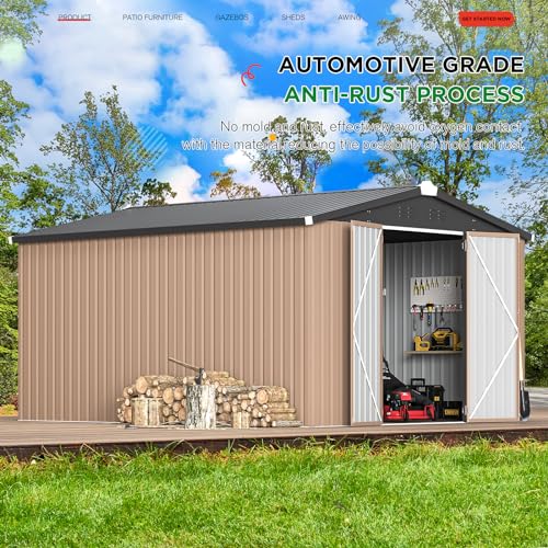 10' x 14' Large Waterproof Metal Garden Tool Shed