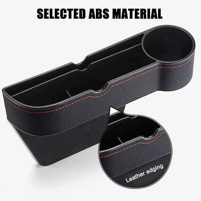 Car Seat Gap Filler Organizer for Tesla Model 3/Model S/Model X/Model Y/Cybertruck/Roadster Seat Organizer Auto Leather Cup Holder Gap Organizer,Black-1pcs