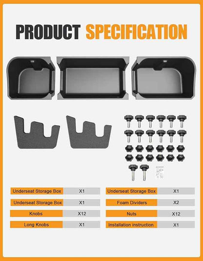 KINGGERI Under Seat Storage Boxes Compatible with 2015-2026 Ford F-150 F150 SuperCrew Cab, 2017-2026 Ford F-250 F-350 F-450 F-550 Super Duty, Upgraded Rear Under Back Seat Cargo Tool Box Organizer