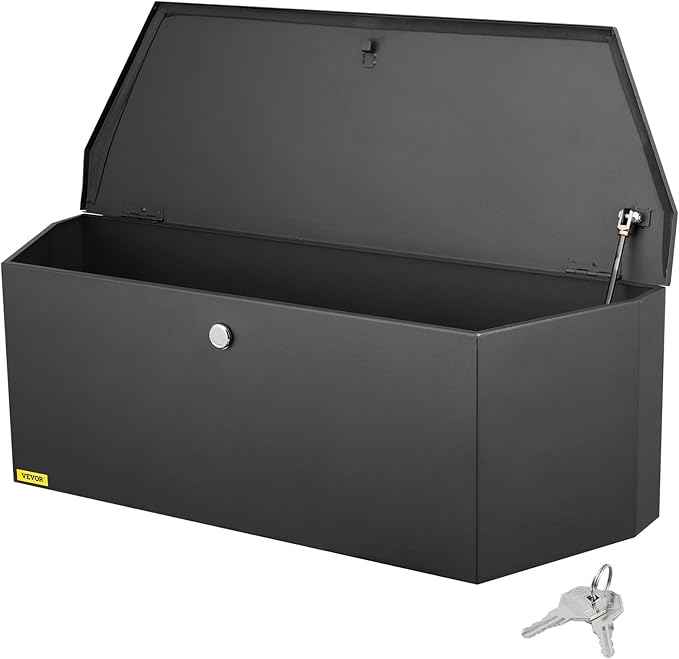 VEVOR Trailer Tongue Box, Heavy Duty Trailer Tongue Tool Box Storage Organizer with Lock & Keys, Utility Tool Chest for Pickup Truck Bed, RV, SUV, Off-Road Vehicle, Steel, 36" x 12" x 12"