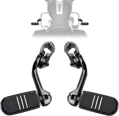 1.25" Highway Footpegs, Motorcycle Adjustable Footrest for Harley Davidson Touring Road King Road Glide Street Glide Electra Glide Dyna Sportster Softail 1 1/4" Engine Guard, Black