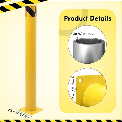 2 Pack Safety Bollard Post, 30 Inch Height 4.5 Inch Diameter Yellow Pipe Safety Steel Bollards with Anchor Bolts and Wrench, Steel Bollards for Road Warning Construction Public Place Traffic Control