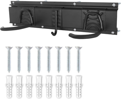 Bike Storage Rack Wall Mount Garage Hanger for 2 Bicycles & 1 Helmets, Adjustable Bike Rack Holds Up to 100Lbs