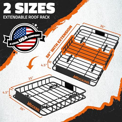 50"x36"x4.5" Extendable Car & SUV Rooftop Cargo Carrier 250Lbs Cap