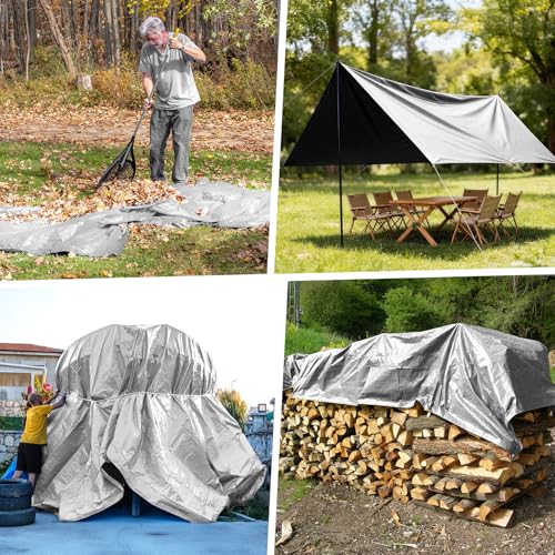 Heavy Duty Tarp 14 Mil Tarp Waterproof Silver 16x20 FT
