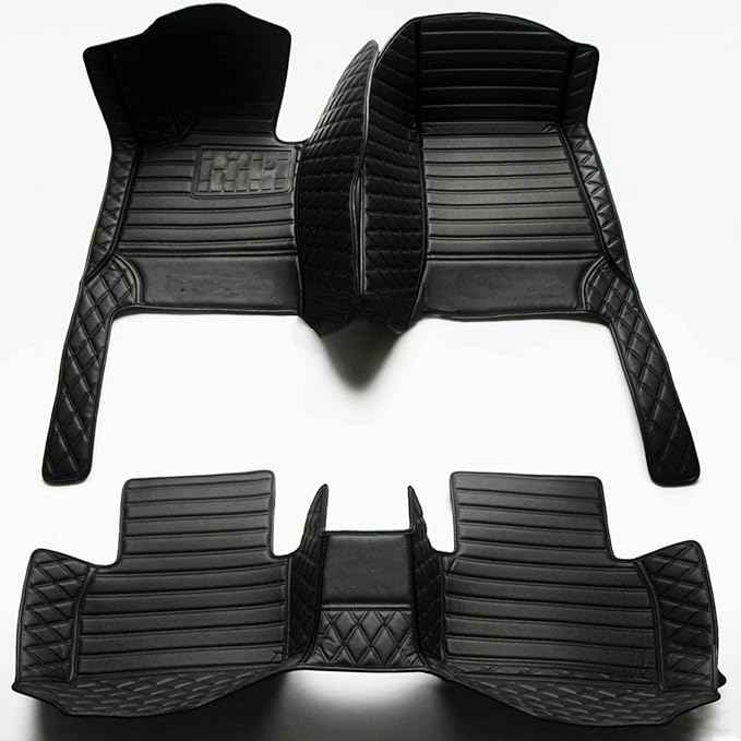 Custom Making Car Floor Mats Compatible with Audi BMW Mercedes-Benz Toyota Lexus Honda Infiniti Nissan Hyundai Kia All Models 2005-2026 (Striped Black and Black)