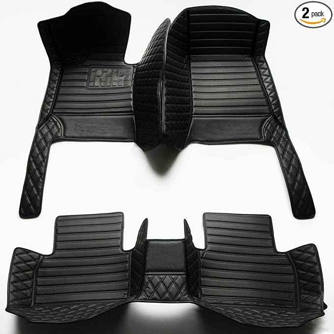 Custom Making Car Floor Mats Compatible with Audi BMW Mercedes-Benz Toyota Lexus Honda Infiniti Nissan Hyundai Kia All Models 2005-2026 (Striped Black and Black)