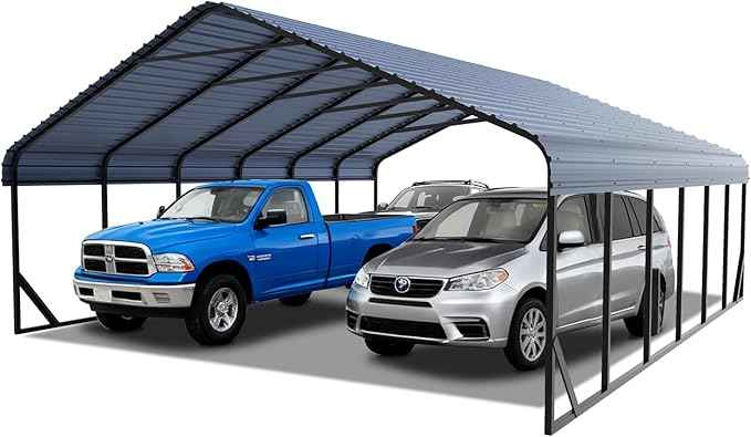 20x30 ft Metal Carport for Outdoor Garages Steel Heavy Duty Portable Garage with Large Tall Carports Canopy for Snow, Car Ports with Galvanized Steel Roof & Frame - Grey
