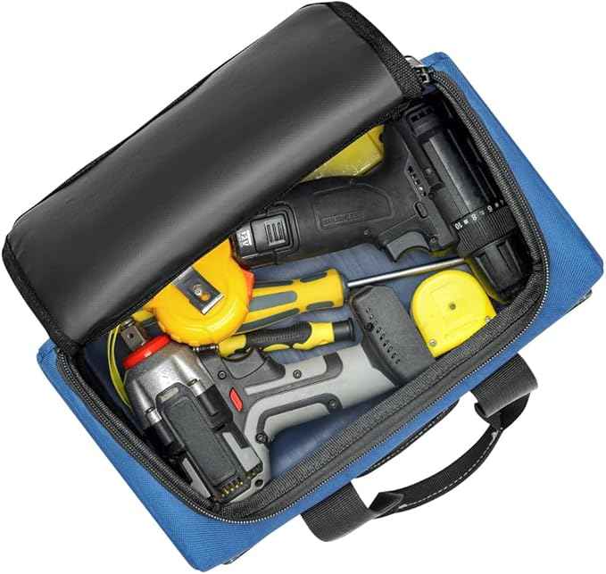 Small Tool Bag, Waterproof Tool Bag Organizer 1680D Tool Bags for Men Heavy Duty, with Multi-Pockets for Electricians, Blue