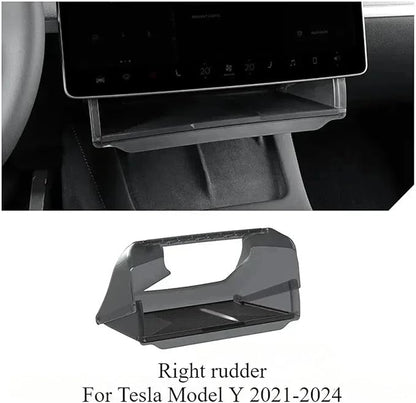 Under Screen Storage Box Compatible for Tesla Model Y/3+ Highland 2024 Central Control Hidden Storage Box Organizer Tray Car Accessories Car Center Console Dashboard Accessories(My Black RHD)