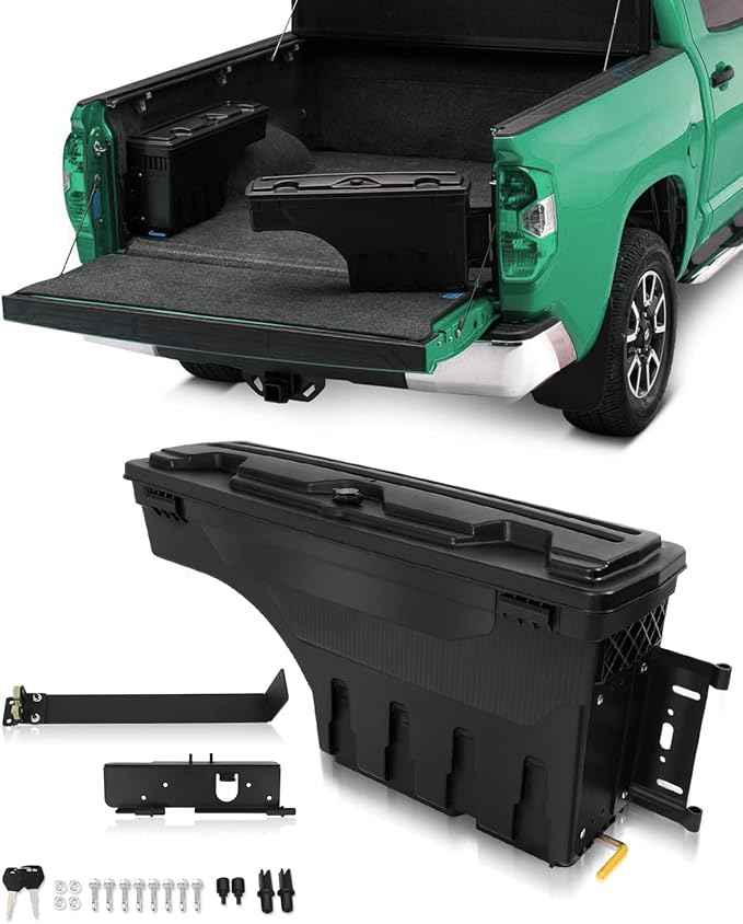 SCITOO Truck Bed Tool Box for Ford F-250 F-350 Super Duty 1999-2016 Right Passenger Side,Multi-Compartment Dividers Organized Storage,Heavy Duty & No-Drill Installation