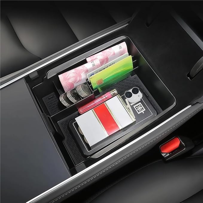 GGCLIMAX Car Organizers And Storage Car Central Control Armrest Box Storage Tray Compatible with Tesla Model 3/Y 2021-2025 ABS Plastic Organizer Accessories