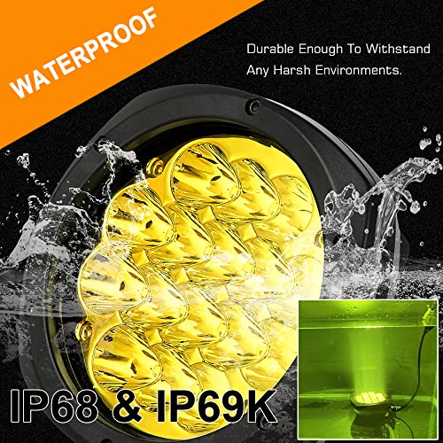 5 Inch Pair 160W Amber Round LED Offroad Lights 18800LM Amber Yellow OffRoad Lights Super Bright Amber Driving lights Fog Lights Waterproof IP68 Light Bar for Trucks Pickup 4x4 SUV ATV UTV
